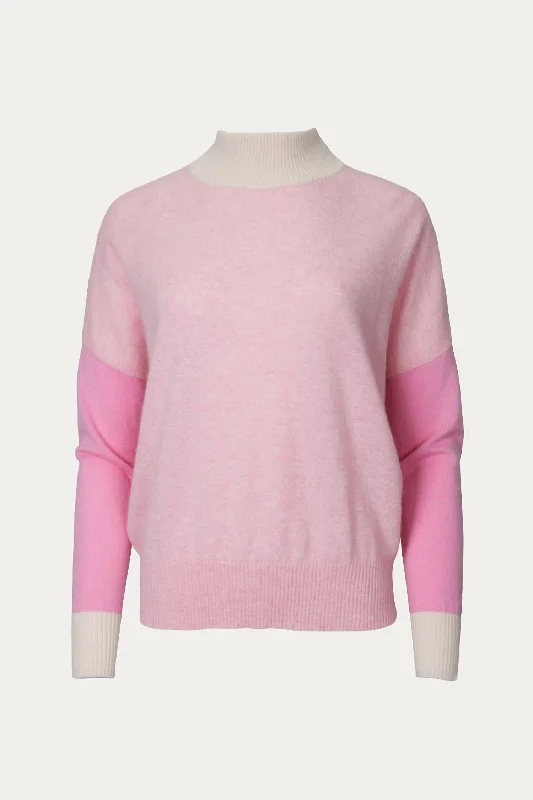 Isabella Colorblock Cashmere Jumper In Crystal Pink